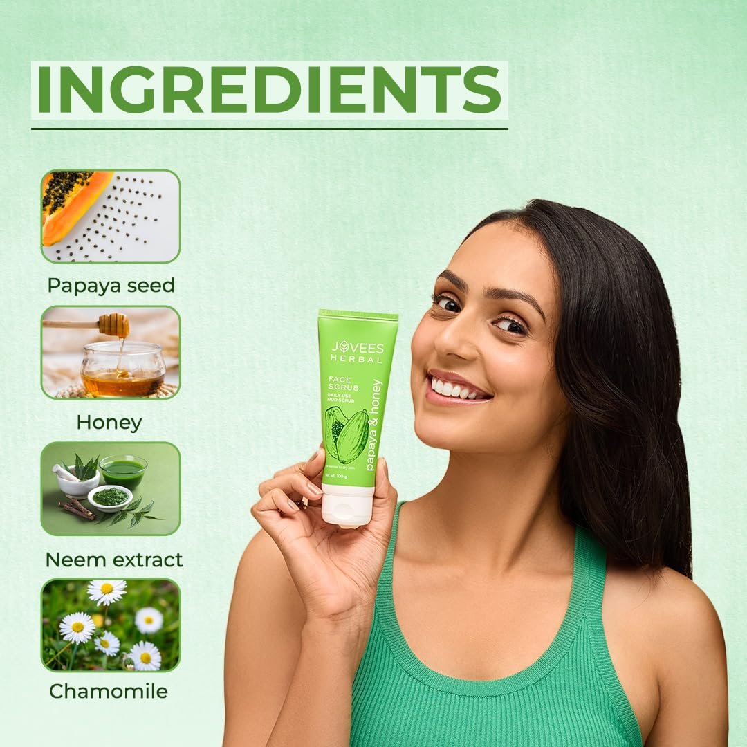 Jovees Facial Scrub - Papaya & Honey - 100gms - Image 3