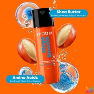 Matrix Mega Smooth Professional Shampoo with Shea Butter & Amino Acids, for Frizzy Hair | Max Smoothness for 4 Days | Used by 1 Lakh Hairstylists*| For All Hair Types | Paraben Free