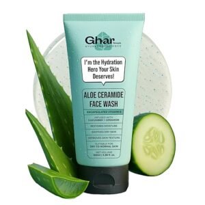 Ghar Soaps Aloe-Ceramide Face Wash  | For Dry to Normal Skin | With Cucumber & Vitamin E | Hydrating & Moisture-Restoring