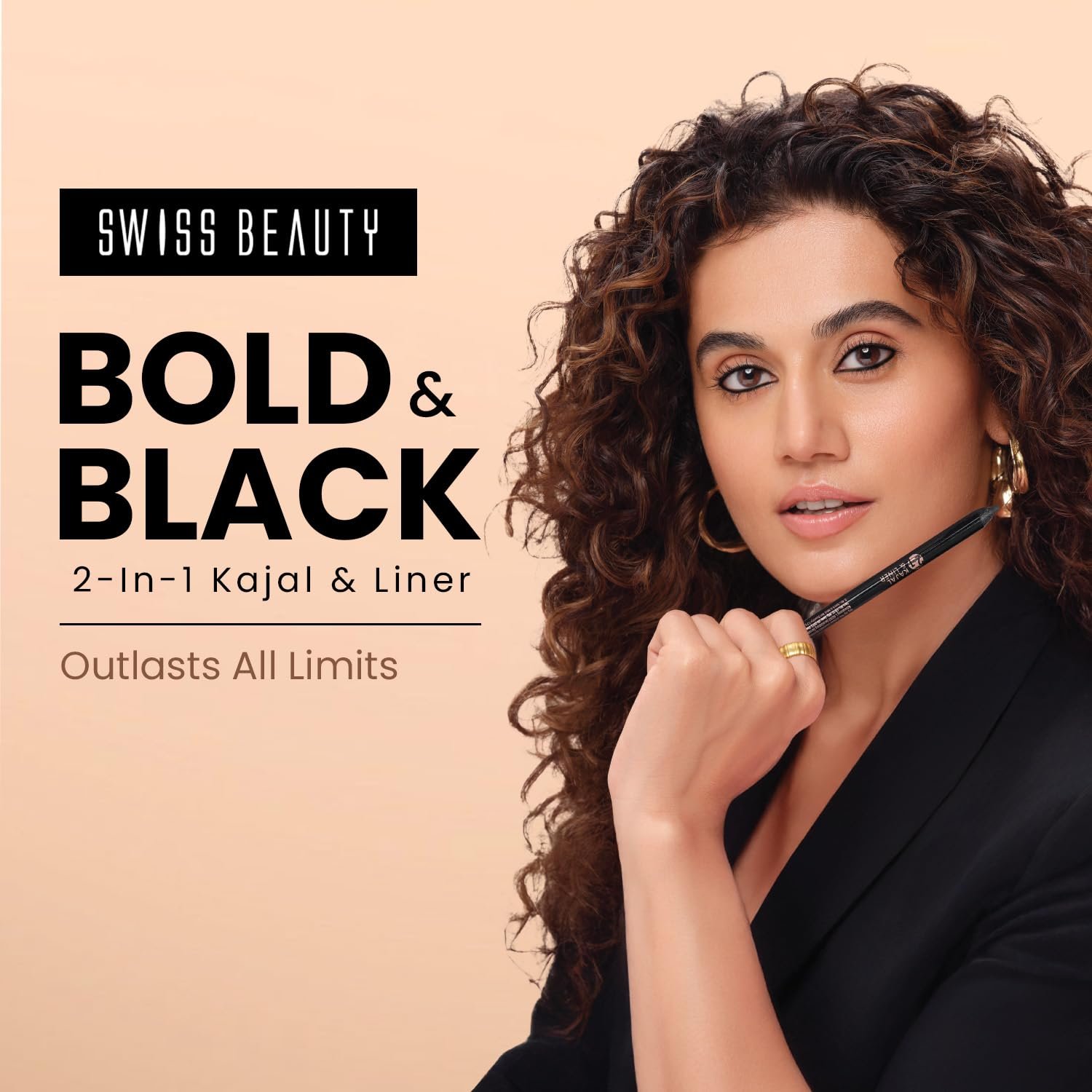 Swiss Beauty Bold & Black Kajal 24Hours Wear, Eye Makeup, Black 0.35g - Image 3