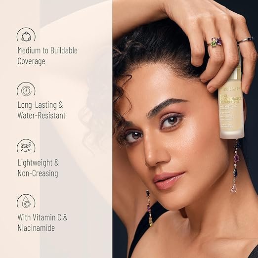 Swiss Beauty High Performance Foundation | Water-Resistant | Medium To Buildable Coverage Liquid Dewy Finish | Lightweight | Easy To Blend | With Vitamin C & Niacinamide - Image 2
