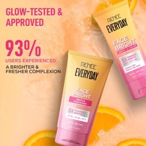 RENEE Everyday Face Bright Combo | Facewash with Vitamin B3, B5 & C for Brightening & Oil Control | Serum-in-Cream with Niacinamide & Hyaluronic Acid for Dark Spots & Even Skin Tone | 100ml