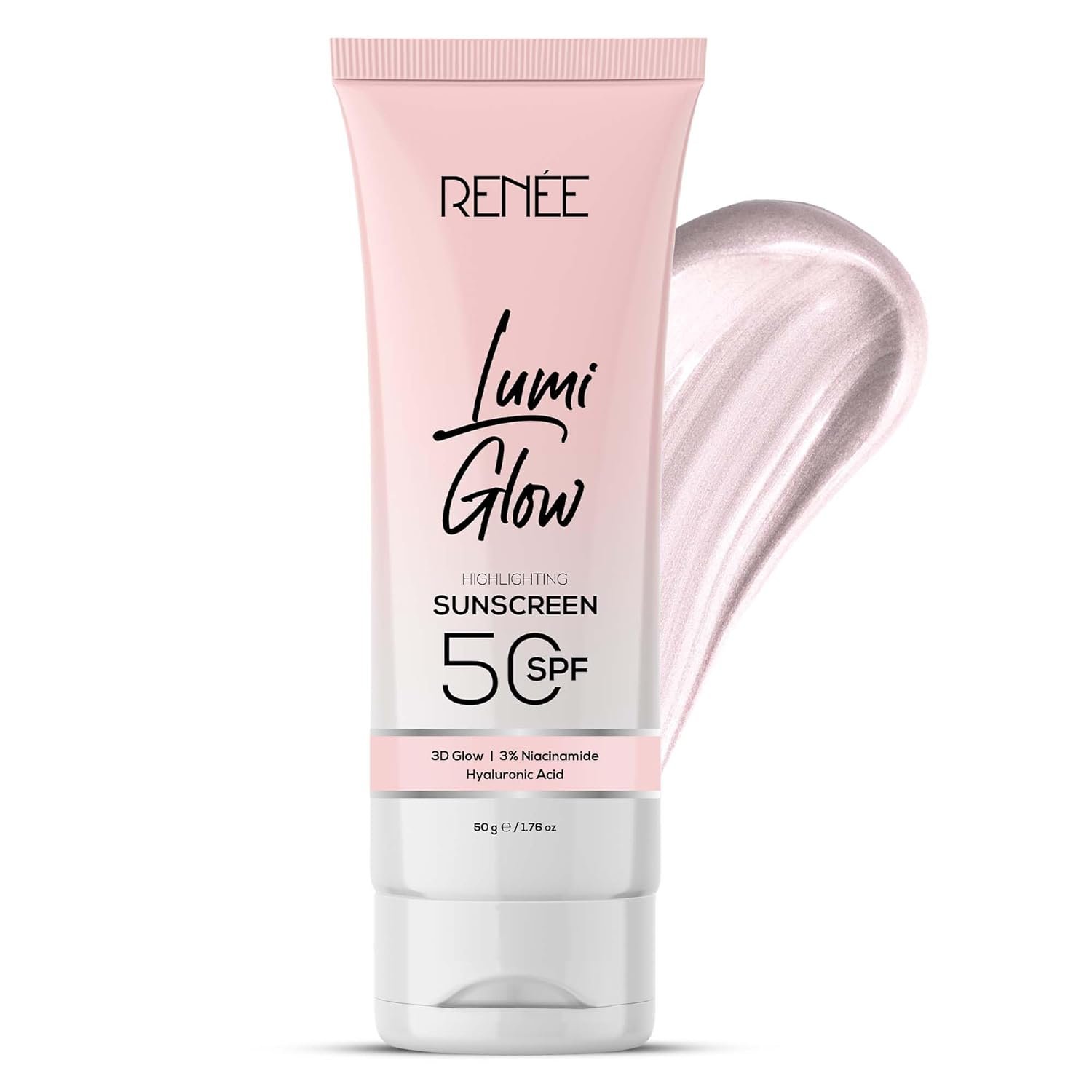 RENEE Lumi Glow Highlighting Sunscreen with SPF 50 | In-Vivo Tested | With Niacinamide & Hyaluronic Acid | Lightweight & Non-Sticky | No White Cast | Protects against UVA-UVB | Radiant Finish | 50g