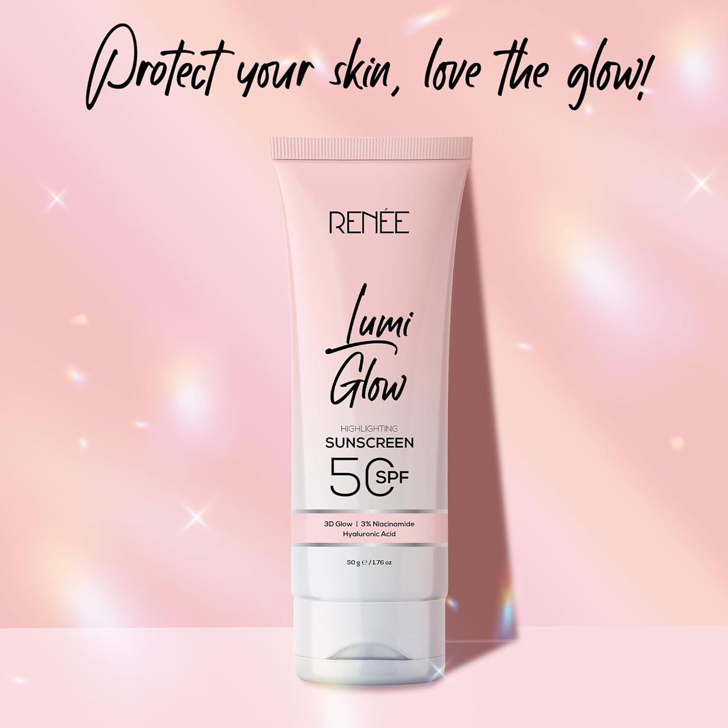 RENEE Lumi Glow Highlighting Sunscreen with SPF 50 | In-Vivo Tested | With Niacinamide & Hyaluronic Acid | Lightweight & Non-Sticky | No White Cast | Protects against UVA-UVB | Radiant Finish | 50g - Image 3