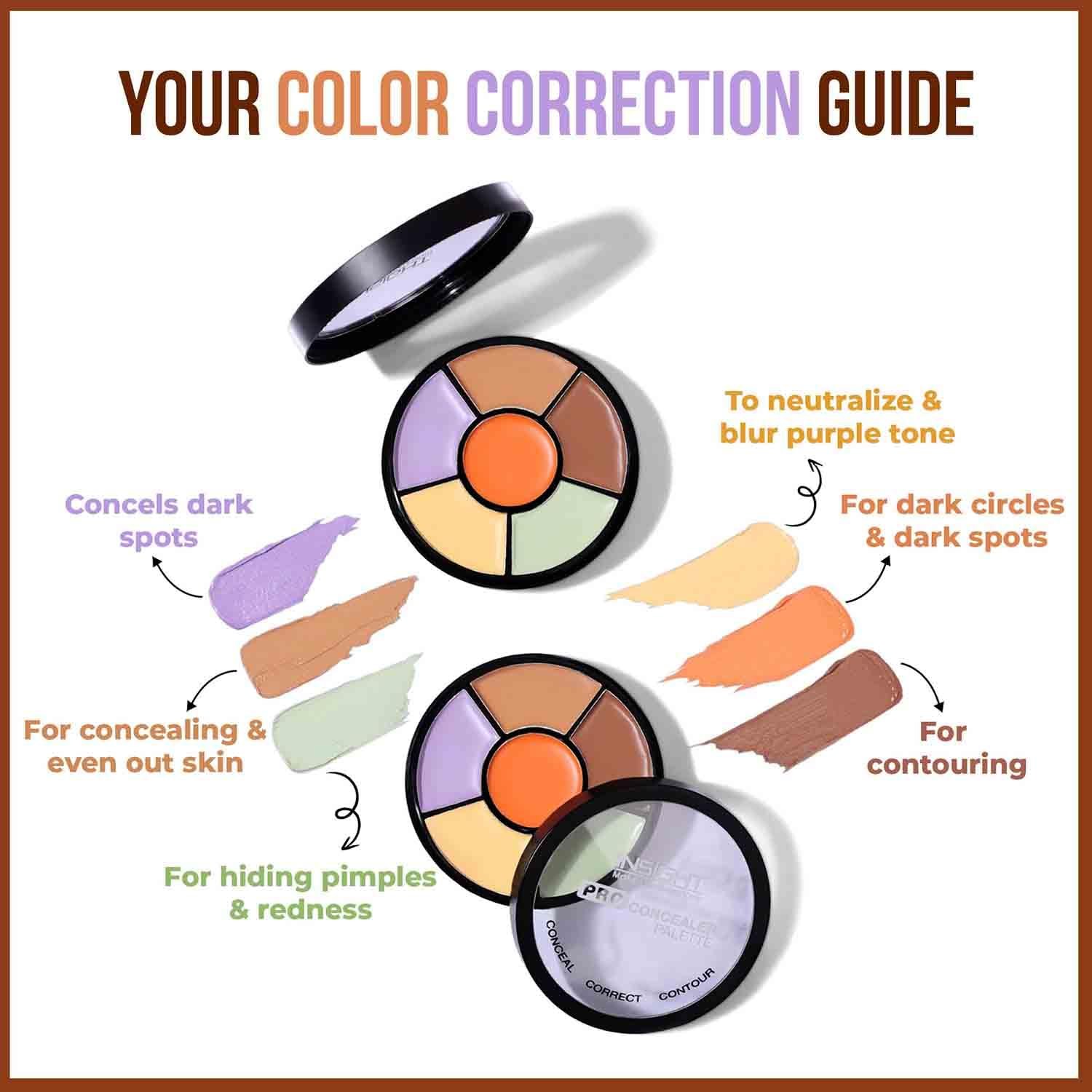 INSIGHT Pro Concealer Palette - Shade Corrector | Makeup Wheel for Face | Satin–Matte Finish | 3-in-1 Conceal, Contour & Correct | Waterproof | Full Coverage | 15gm - Image 3