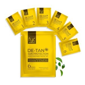 FYC PROFESSIONAL De-Tan Sun Protection Facial Kit | AHA & Enzymes | Reduces Tanning, Sunburn | 6 Step Complete Treatment | For All Skin Types