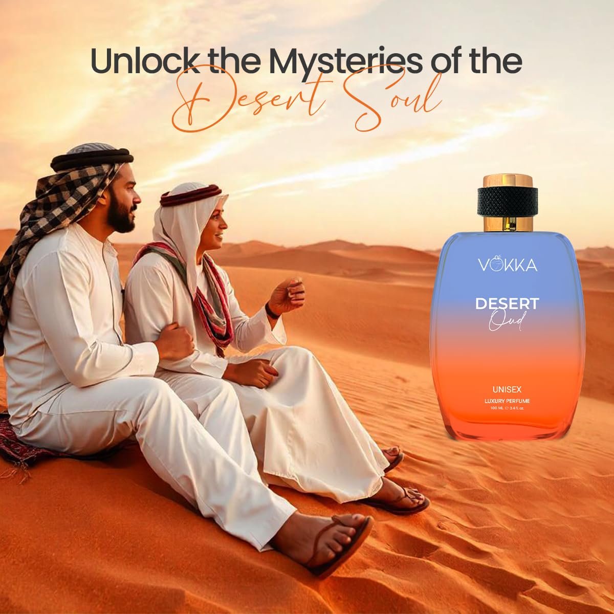 Vokka Desert Oud 100ml Perfume | Unisex Luxury Long Lasting Arabian Perfume For Men And Women | Arabic Woody Scent Eau De Parfum | EDP Fragrance for Gift | Notes: Spicy Agarwood Ambery - Image 3