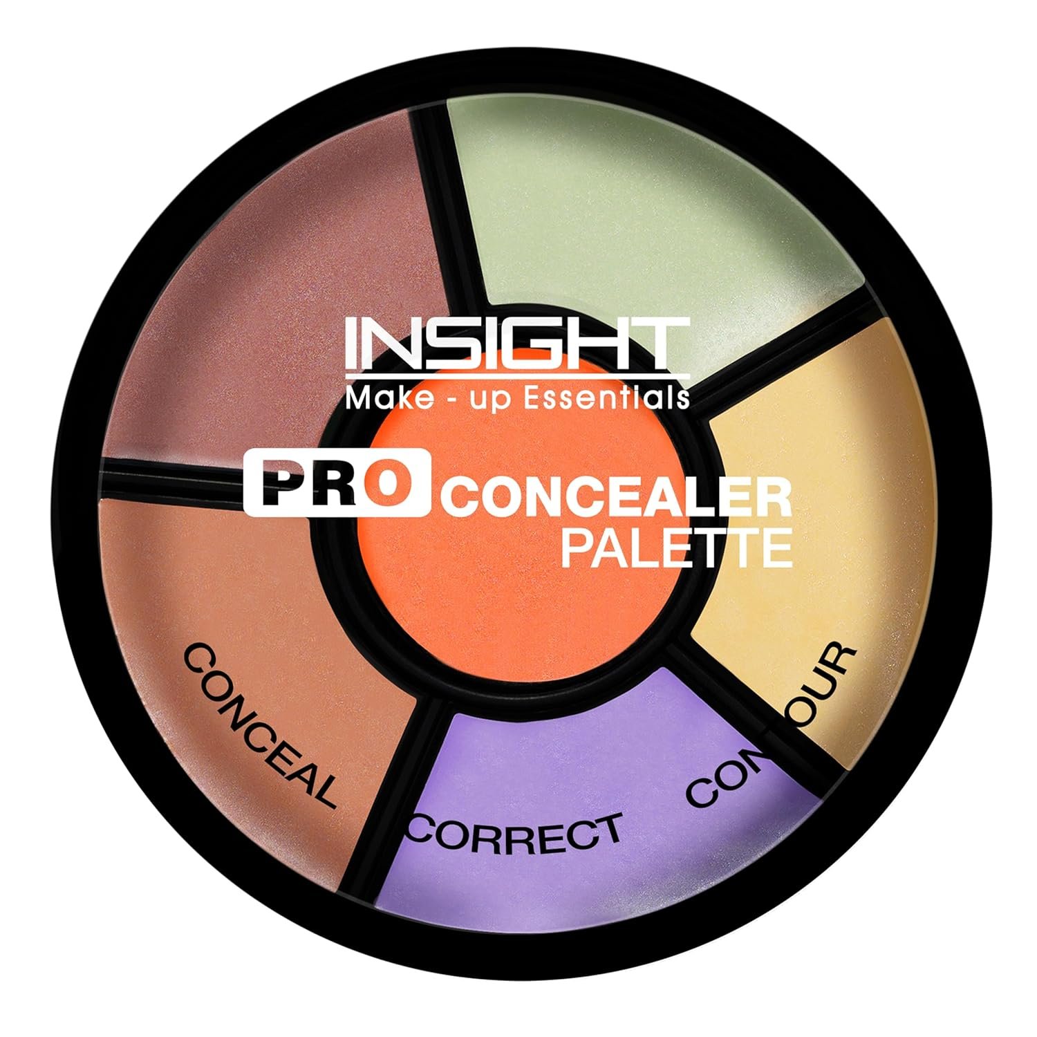 INSIGHT Pro Concealer Palette - Shade Corrector | Makeup Wheel for Face | Satin–Matte Finish | 3-in-1 Conceal, Contour & Correct | Waterproof | Full Coverage | 15gm