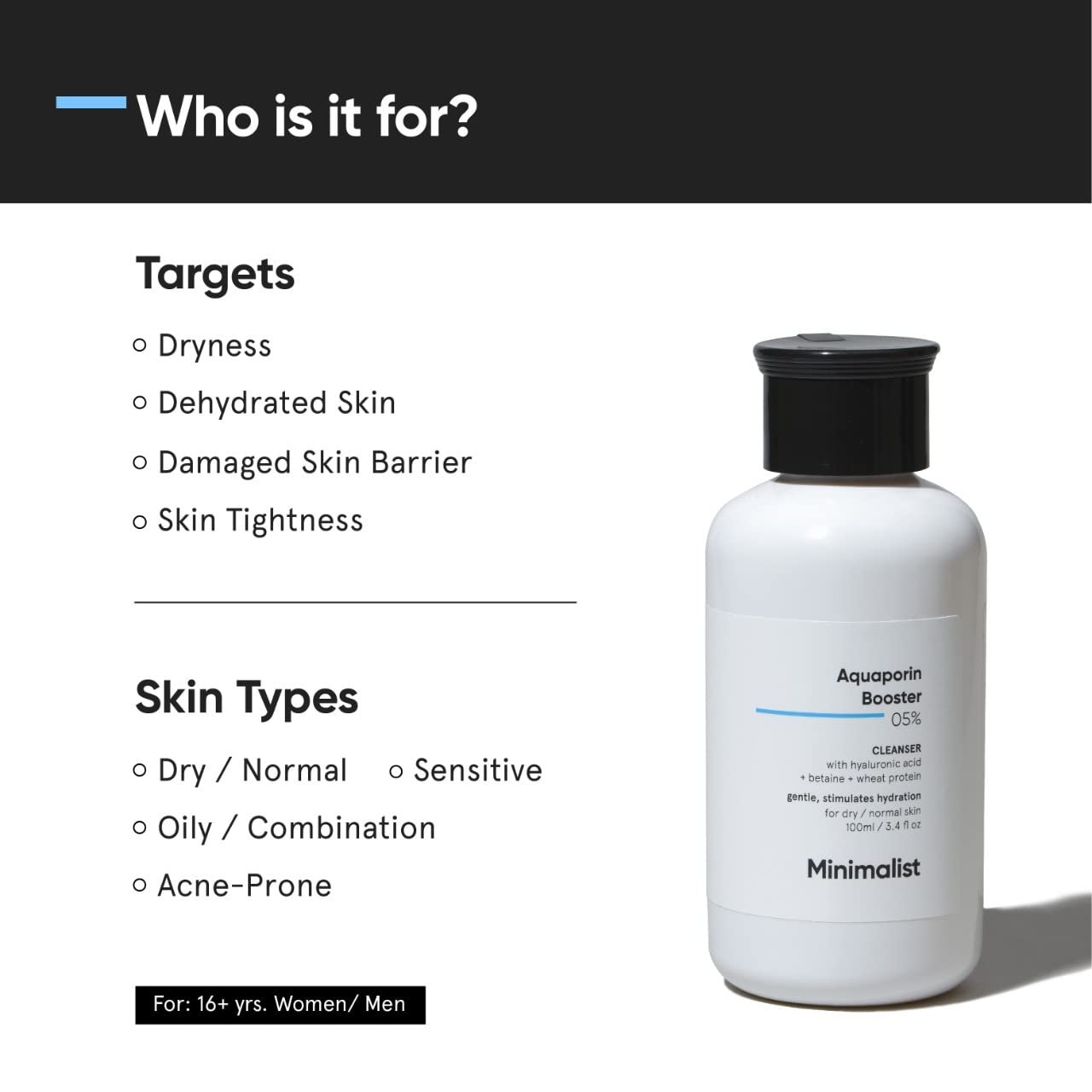Minimalist 5% Aquaporin Booster | Hydrating Face Wash For Dry Skin with Hyaluronic Acid | Sulphate Free | Non-drying Cleanser | For Women & Men (100 ml) - Image 5