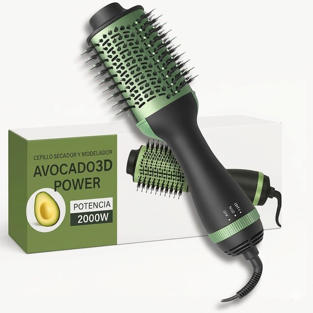 4 in 1 Professional Hair Brush – Avocado 3D Power | 2000W Ceramic Styler