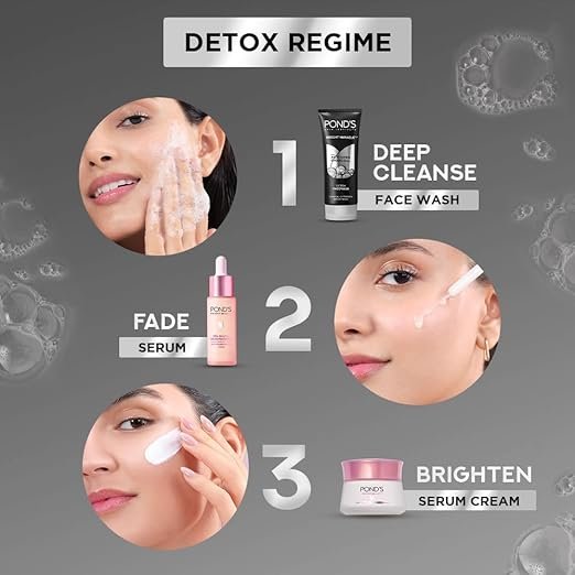 Pond's Pure Detox Anti-Pollution Purity Face Wash With Activated Charcoal Deep Cleans Impurities Dirt And Pollution For 2X Brighter Glowing Skin,50 g - Image 2