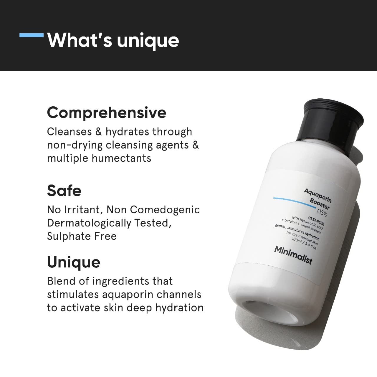Minimalist 5% Aquaporin Booster | Hydrating Face Wash For Dry Skin with Hyaluronic Acid | Sulphate Free | Non-drying Cleanser | For Women & Men (100 ml) - Image 6