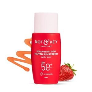 Dot & Key Strawberry Dew Tinted Sunscreen In-Vivo Tested SPF 50+ PA++++ With New-Age UV Filters, Brightens & Protects Skin, Ultra-light, BDot & Key Strawberry Dew Tinted Sunscreen In-Vivo Tested SPF 50+ PA++++ With New-Age UV Filters, Brightens & Protects Skin, Ultra-light, Blends Easily, With Niacinamide, Natural Finish, Non-Sticky| 50mllends Easily, With Niacinamide, Natural Finish, Non-Sticky| 50ml