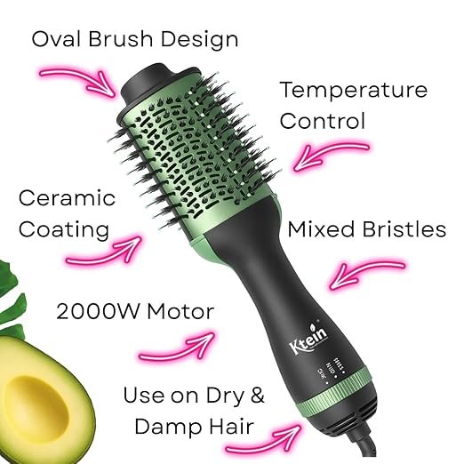 4 in 1 Professional Hair Brush – Avocado 3D Power | 2000W Ceramic Styler - Image 2