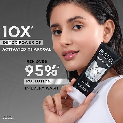 Pond's Pure Detox Anti-Pollution Purity Face Wash With Activated Charcoal Deep Cleans Impurities Dirt And Pollution For 2X Brighter Glowing Skin,50 g - Image 3