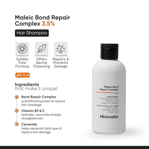 Minimalist Bond Repair Shampoo for Damaged & Chemically Treated Hair | Maleic Acid + Amino Acids + Ceramides | Strengthens Hair, Reduces Breakage | Sulfate-Free Repair Care | 250 ml - Image 5