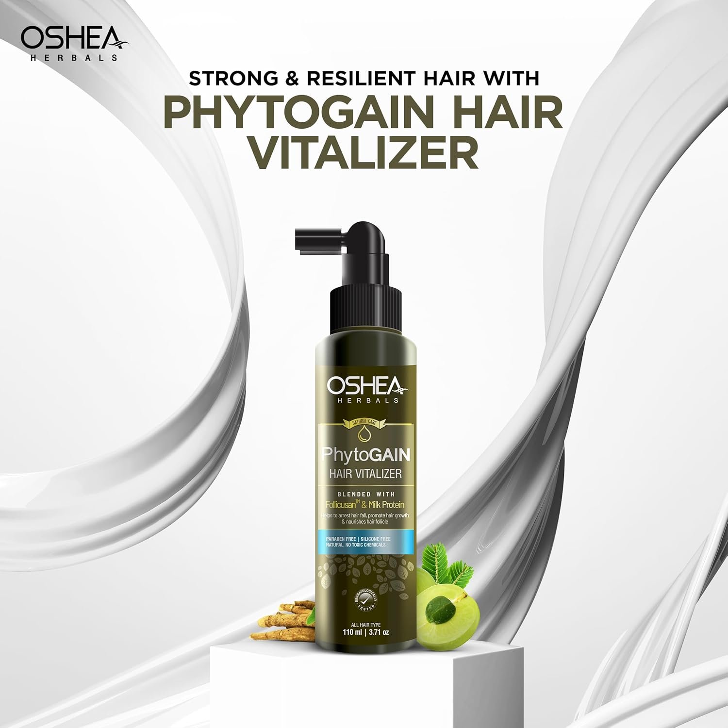 Oshea Herbals Phytogain Hair Vitalizer for Women & Men | Promotes Hair Growth & Nourishes Hair Follicle | Reduces Hairfall with Dry & Damaged Hair | Enriched with Milk Protein & Amala Extracts - 110ml - Image 2