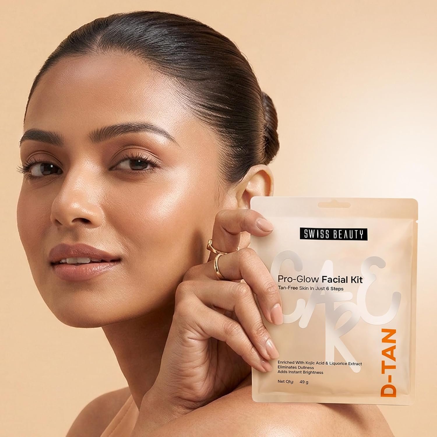Swiss Beauty Care D-Tan Pro-Glow Facial Kit | Eliminates Tanning | Minimises Pigmentation & Uneven Skin Tone | Boosts Brightness | With Kojic Acid & Liquorice Extract | 49g - Image 5