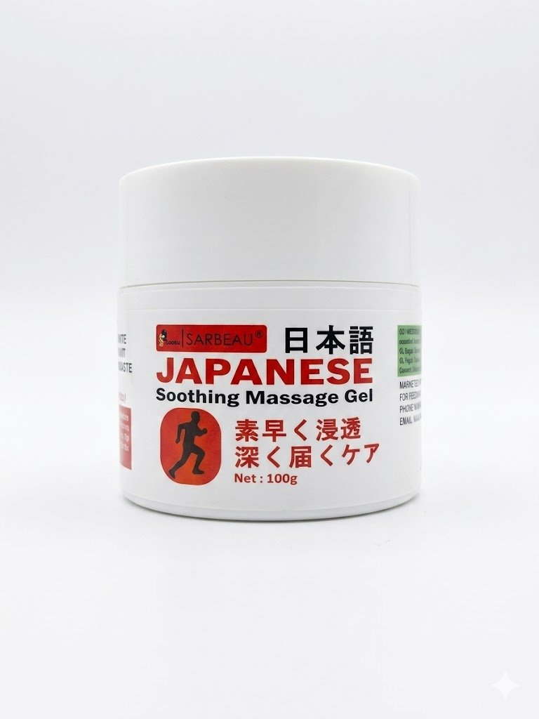 Japanese Formula Soothing Massage Gel for Joint & Muscle Pain Relief – Arnica, Mugwort, Hyaluronic Acid – Back, Neck, Knee & Leg Massage Balm – 100% Herbal Fast Absorption Formula (Pack of 1)