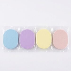 Multicolor Oval Face Sponges (Pack of 4) for Daily Cleansing & Exfoliation
