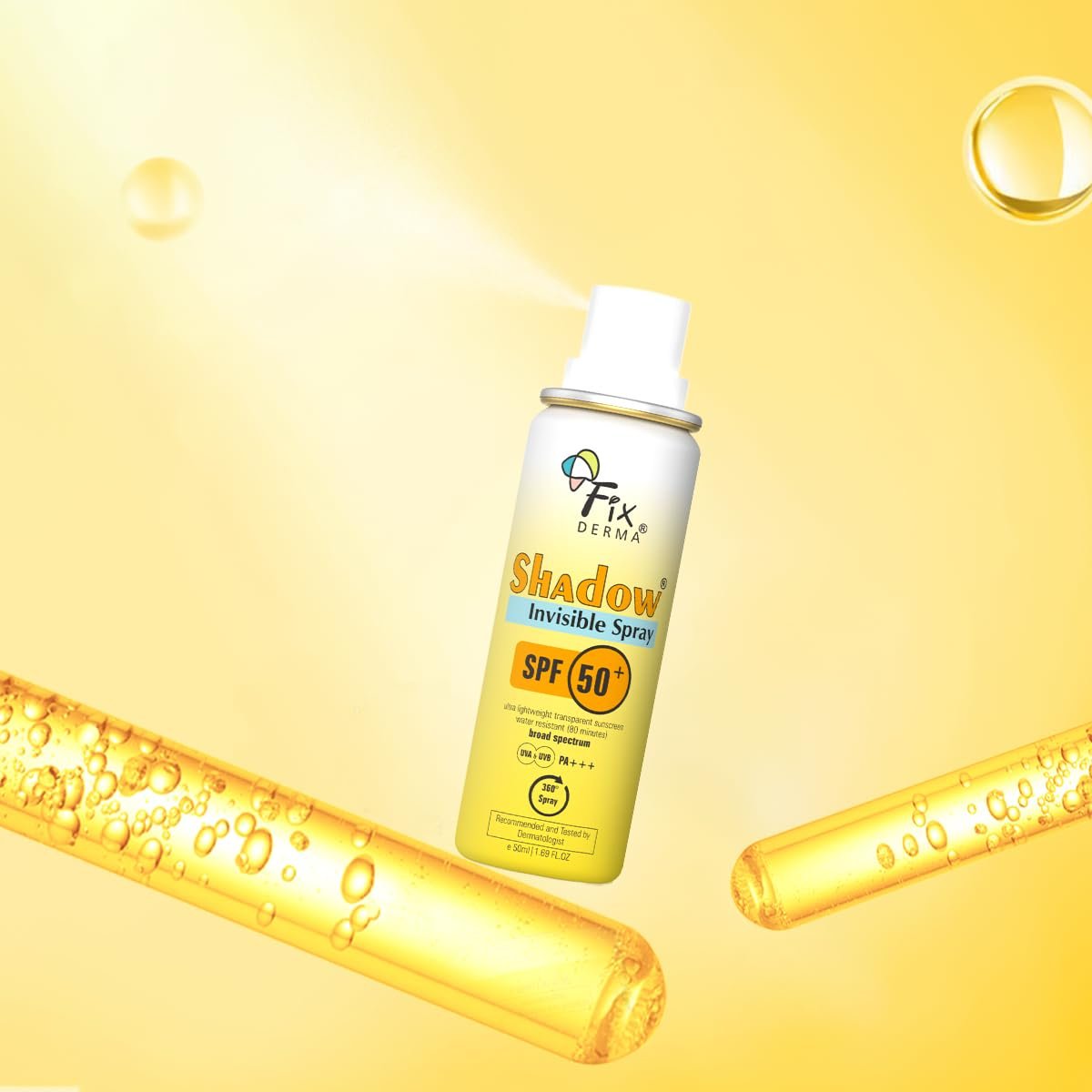 Fixderma Shadow SPF 50+ PA+++ Invisible Spray | Ultra Lightweight Transparent Sunscreen | Water Resistant Broad Spectrum UVA&UVB Sunscreen water resistant, spray for body 50ml (Pack of 1) - Image 5