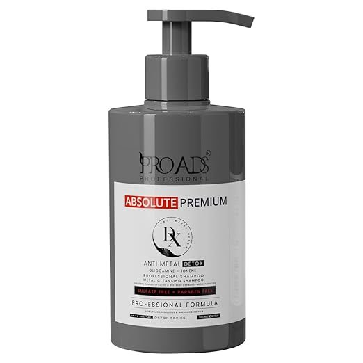 PRO ADS Absolute Premium Anti‑Metal Detox Shampoo – Sulfate-Free Professional Cleanser for Removing Hard Water Metal Deposits, Reducing Breakage & Restoring Shine – Color-Safe Hair Care (300ml)