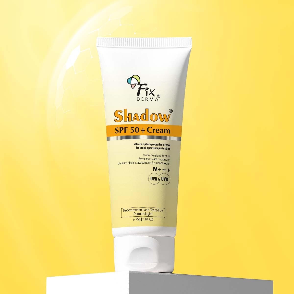 Fixderma Shadow Sunscreen SPF 50+ Cream PA+++ Dry Skin For Body & Face Broad Spectrum Sunscreen For UVA & UVB Protection Non Greasy & Water Resistant-75gm (Pack Of 1) - Image 6