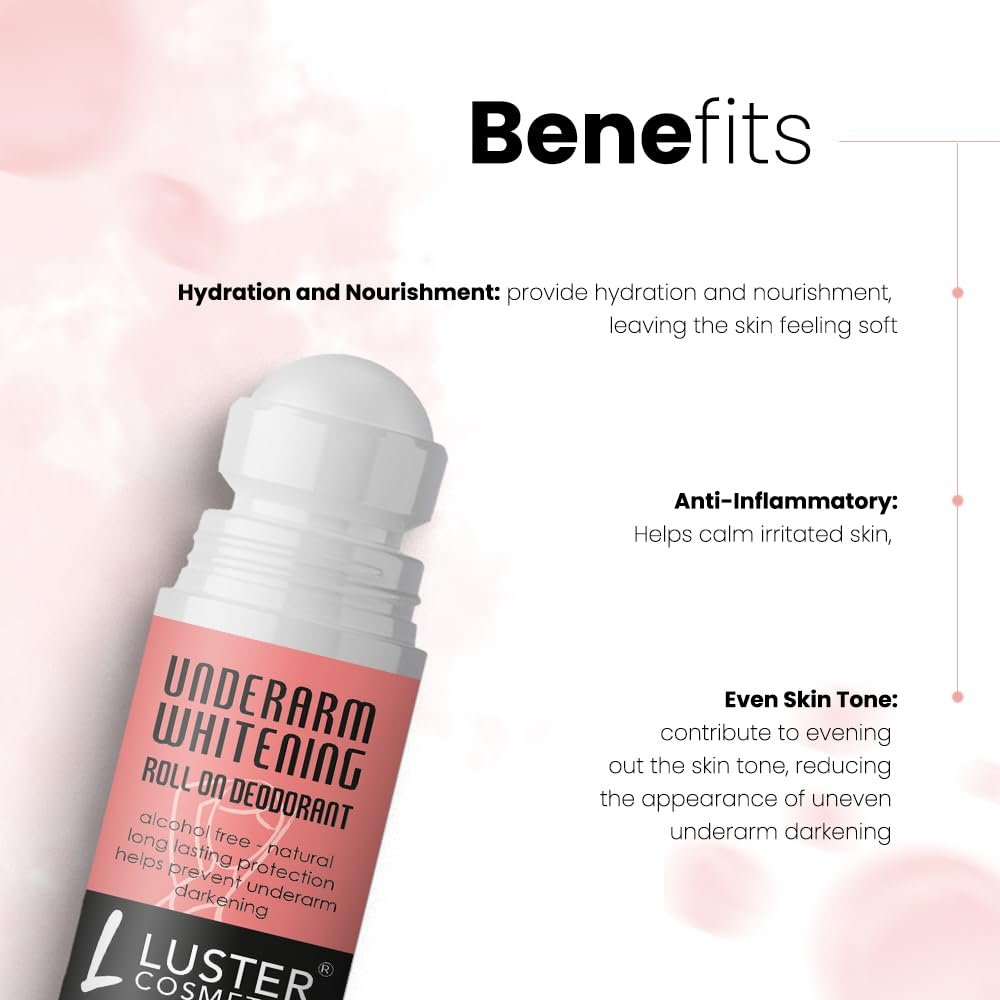 Luster Cosmetics Whitening Underarm Roll On Deodorant | Alcohol free | Helps Prevent Underarm Darkening | Helps Brighten & Lighten Armpits| Roll On Deodorant For Men & Women -50ml - Image 5