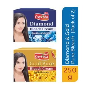 simco Oxyveda Diamond & Gold Pure Bleach | Pack of 2 (250 gm each) | Skin Brightening Nourishment & Moisturization