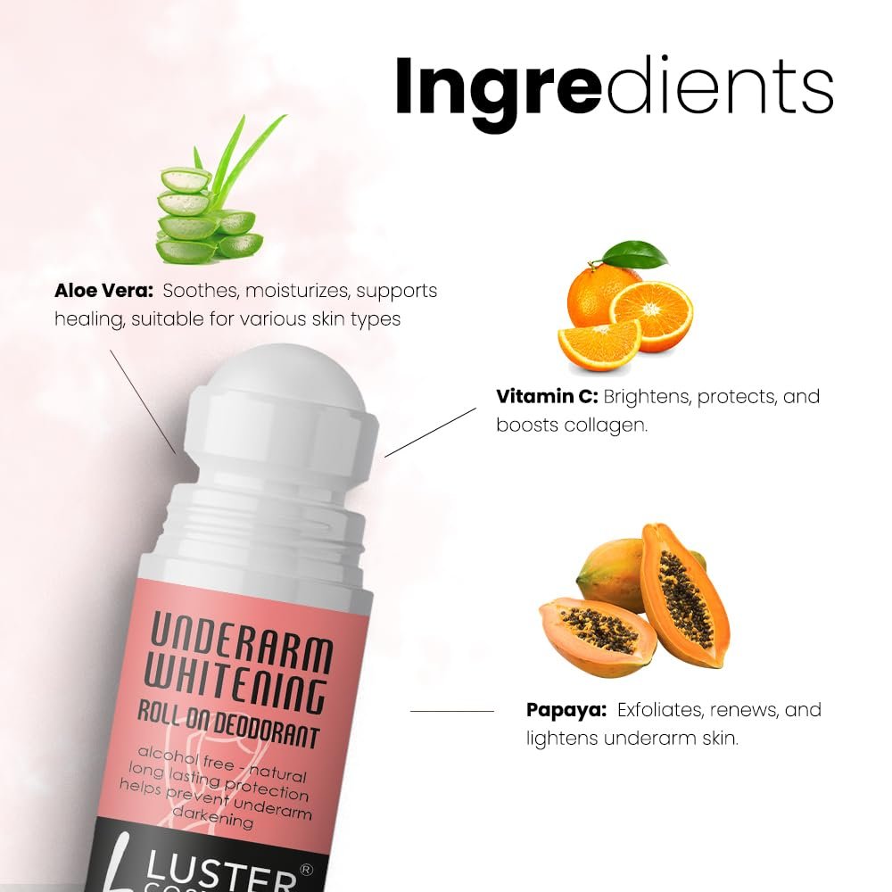 Luster Cosmetics Whitening Underarm Roll On Deodorant | Alcohol free | Helps Prevent Underarm Darkening | Helps Brighten & Lighten Armpits| Roll On Deodorant For Men & Women -50ml - Image 4