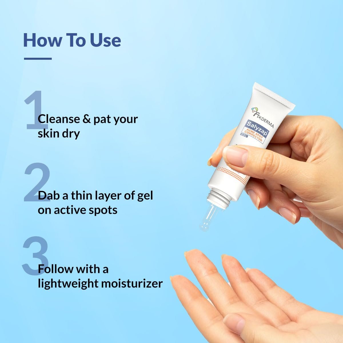 Fixderma Salyzap 2% Salicylic Acid Acne Spot Corrector Gel with 2% Niacinamide Acid & 1% Aczero | Reduce Active Acne & Redness | Fades Dark Spots & Blemishes | Pimple Remover For Men & Women - 20g - Image 3