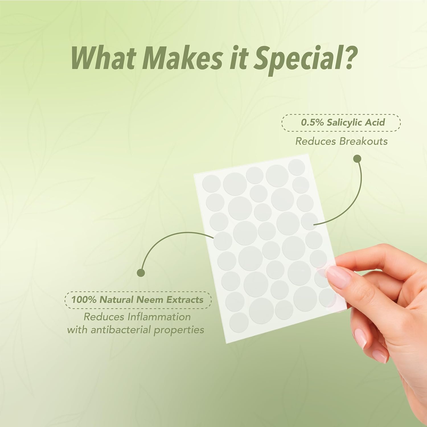 DR.RASHEL Neem Acne Pimple Patch with Salicylic Acid, Hydrocolloid Patches for Zits and Blemishes, 36 Patches - Image 3