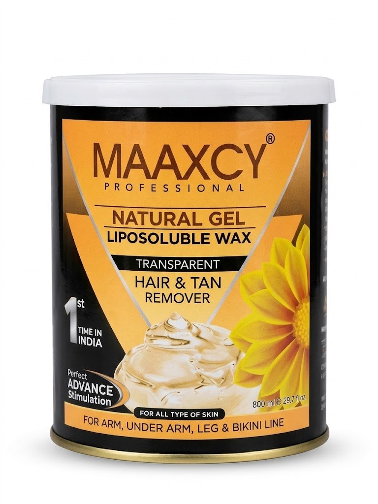 Maaxcy Professional Natural Gel Liposoluble Wax – Transparent Hair & Tan Remover (800ml)