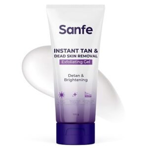 Sanfe Instant Tan & Dead Skin Removal Exfoliating Gel | AHA Exfoliating Gel | Removes Tan, Dead Skin & Impurities | Brightening & Smooth | Suitable for All Skin Types | 100g | Pack of 1