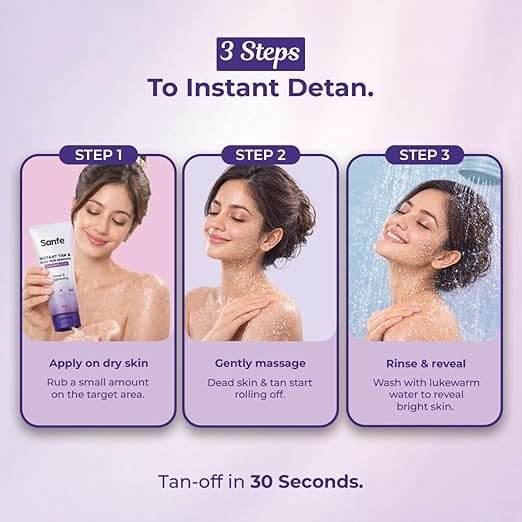 Sanfe Instant Tan & Dead Skin Removal Exfoliating Gel | AHA Exfoliating Gel | Removes Tan, Dead Skin & Impurities | Brightening & Smooth | Suitable for All Skin Types | 100g | Pack of 1 - Image 3