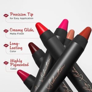 Glam21 Lip Seduction Non- Transfer Crayon Lipstick up to 12 Hours Stay | Lightweight & Longlasting|Creamy Matte | Smudge Proof - 3.6gm