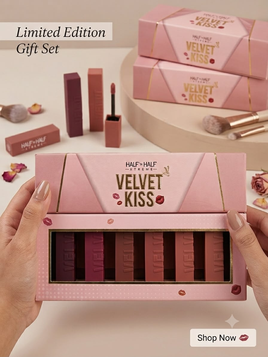 Half N Half Extreme Velvet Kiss Limited Edition Lipstick Gift Set DARK SHADES