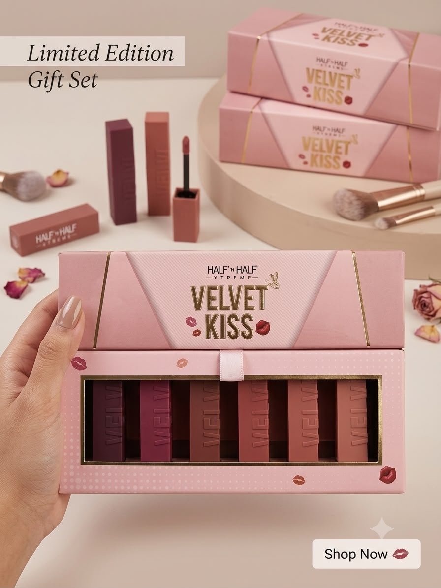 Half N Half Extreme Velvet Kiss Lipstick Set | Velvet Matte Finish | Highly Pigmented | Long-Lasting | NUDE SHADES