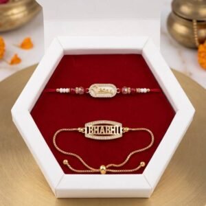 Elegance Personified: Handcrafted veera & Bhabhi Rakhi Set
