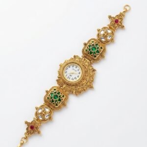 Kundan Work Antique Gold Lumba Watch Rakhi