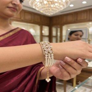Royal Floral Kundan & Pearl Cuff Bracelet