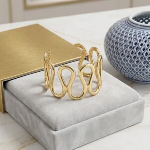 Contemporary Wave Gold Cuff Bracelet