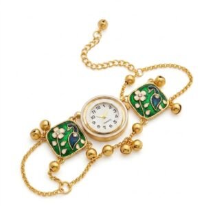 Meenakari Peacock Gold Watch Bracelet