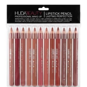 HUDABEAUTY 12-Piece Waterproof Lip Liner & Stick Pencil Set – Long Lasting Matte NUDE Shades