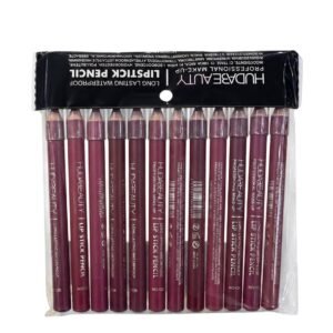 HUDABEAUTY 12-Piece Waterproof Lip Liner & Stick Pencil Set – Long Lasting Matte Dark Shades