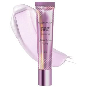 FACES CANADA Strobe Cream Mini- Peach, 18ml | Primer + Highlighter + Moisturizer | Shea Butter & Hyaluronic Acid | Intense Hydration | Flawless Radiant Dewy Skin | Illuminating & Glowing Makeup Base - PINK
